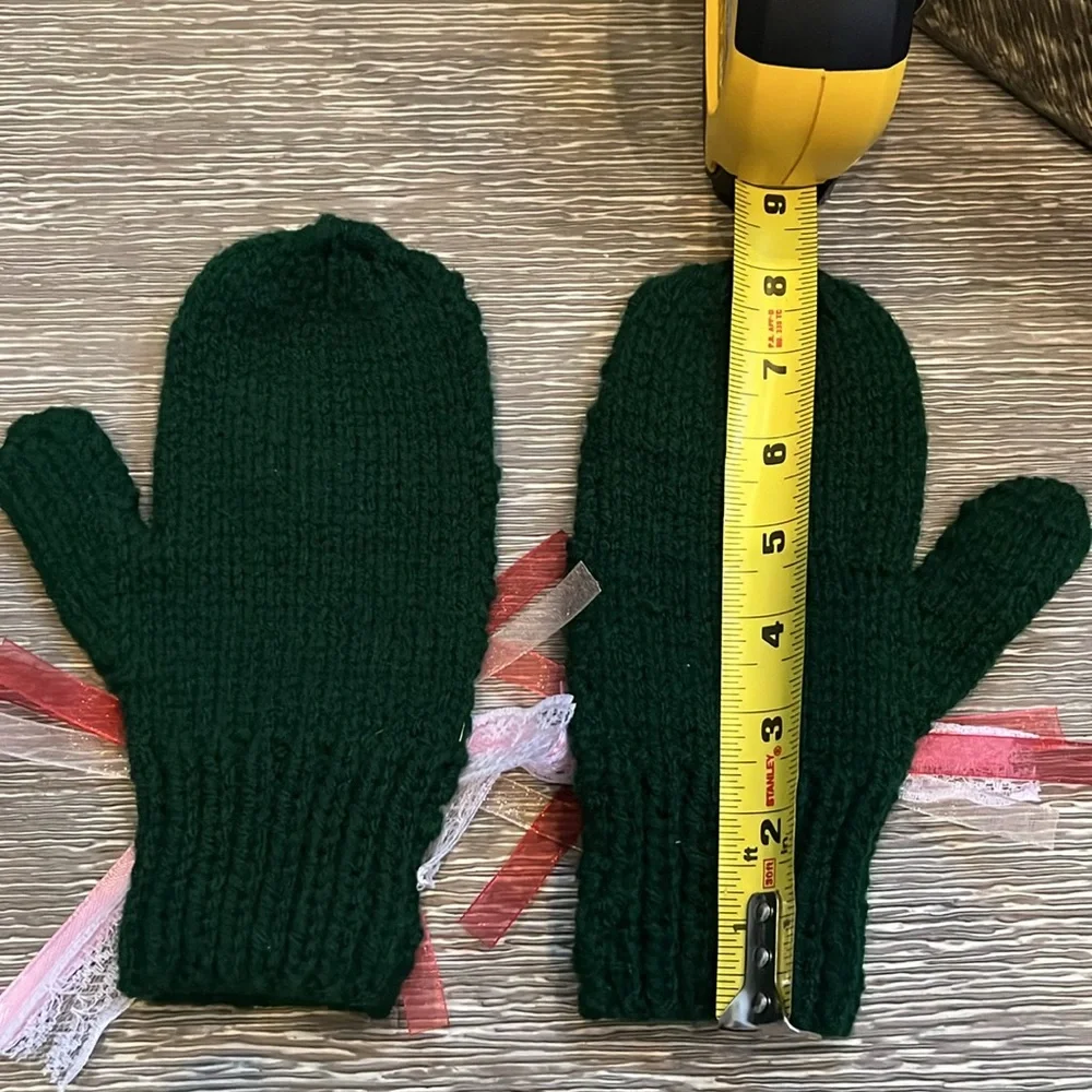 Green Knit Mittens